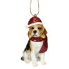 3.5" Sitting Beagle Dog Hand Painted Holiday Ornament