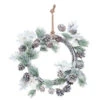 White Wood Christmas Rustic Leaf Wreath -16-Inch, Unlit