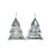Set Of 2 Silver Pre-Lit Die Cut Christmas Tree Tabletop Decors 14"