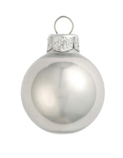 12ct Mercury Silver Pearl Finish Glass Christmas Ball Ornaments 2.75" (70mm)