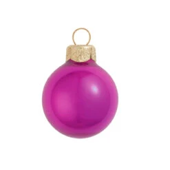 12ct Pearl Raspberry Pink Glass Christmas Ball Ornaments 2.75" (70mm)