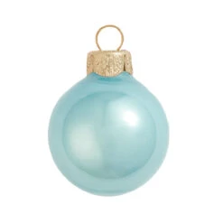 6ct Pearl Baby Blue Glass Ball Christmas Ornaments 4" (100mm)