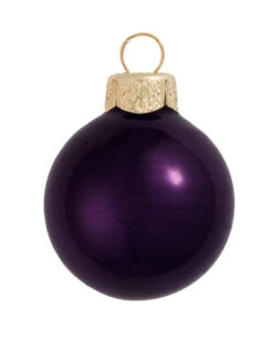 40ct Purple And Gold Shiny Glass Christmas Ball Ornaments 1.5" (40mm)