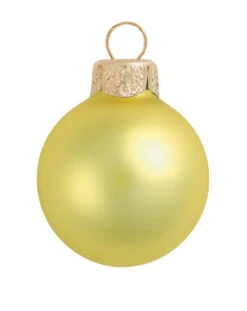 28ct Soft Yellow Matte Glass Christmas Ball Ornaments 2" (50mm)