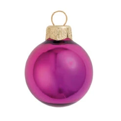 8ct Pink Shiny Glass Christmas Ball Ornaments 3.25" (80mm)