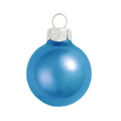 40ct Blue And Silver Pearl Christmas Ball Ornaments 1.25" (30mm)