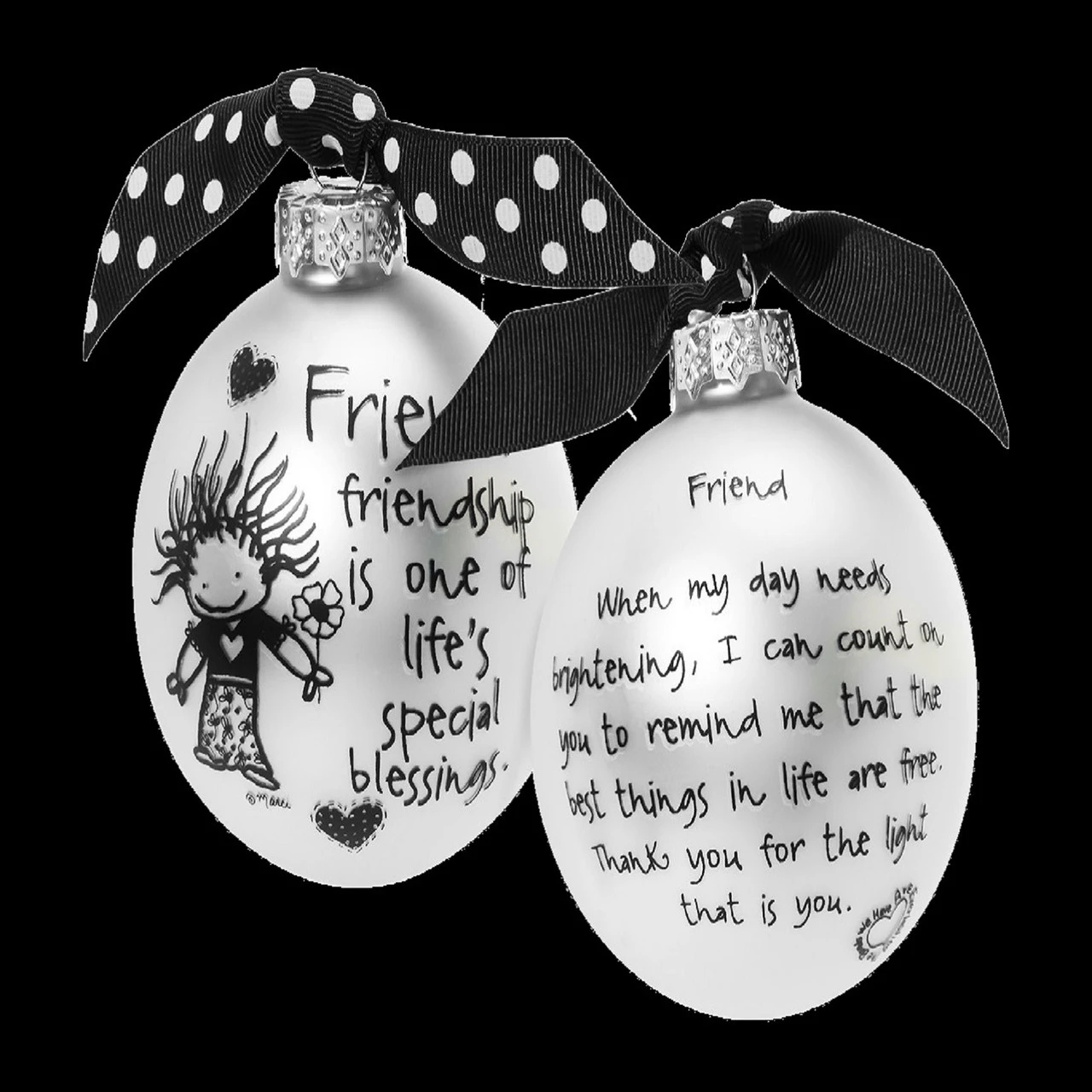 "Friendship Is One Of Life's Blessings" MarciĀ Glass Christmas Ball Ornament 2.75" (70mm) - Image 3