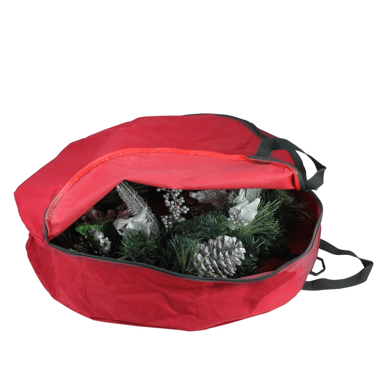 36" Red And Black Zip Up Christmas Wreath Storage Bag - Image 3