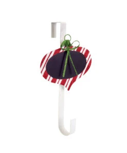 18" Red And White Striped Chalkboard Christmas Ornament Wreath Door Hanger
