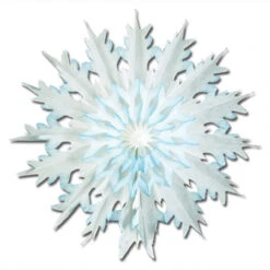 Club Pack Of 12 Christmas Winter White And Blue Dip-Dyed Snowflake 17