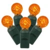 Set Of 100 Orange LED G12 Berry Christmas Lights 4" Spacing - Green Wire