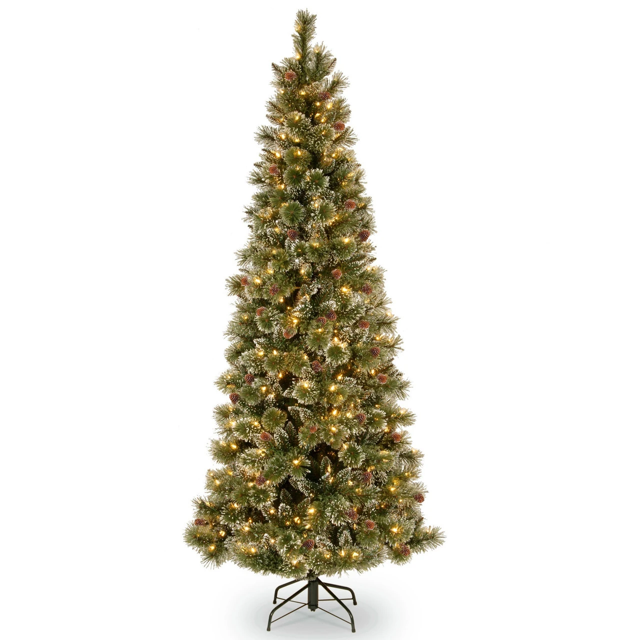 7’ Pre-Lit Glittering Pine Artificial Christmas Tree - Clear Lights