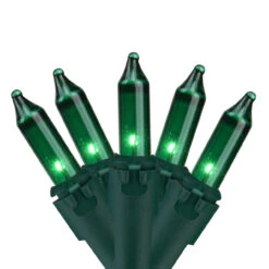 100-Count Green Commercial Grade Mini Christmas Light Set, 45.5ft Green Wire