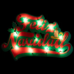 18" Lighted 'Feliz Navidad' Christmas Window Silhouette