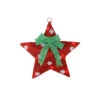 17" Pre-Lit Green And Red Hanging Christmas Star Window Decor With Bow