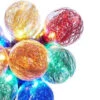 10 Count Multi Color Tinsel Filled Globe Light Set - 6.5 Ft Green Wire