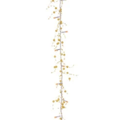 78" Pre-Lit LED Gold Beaded Artificial Christmas Garland