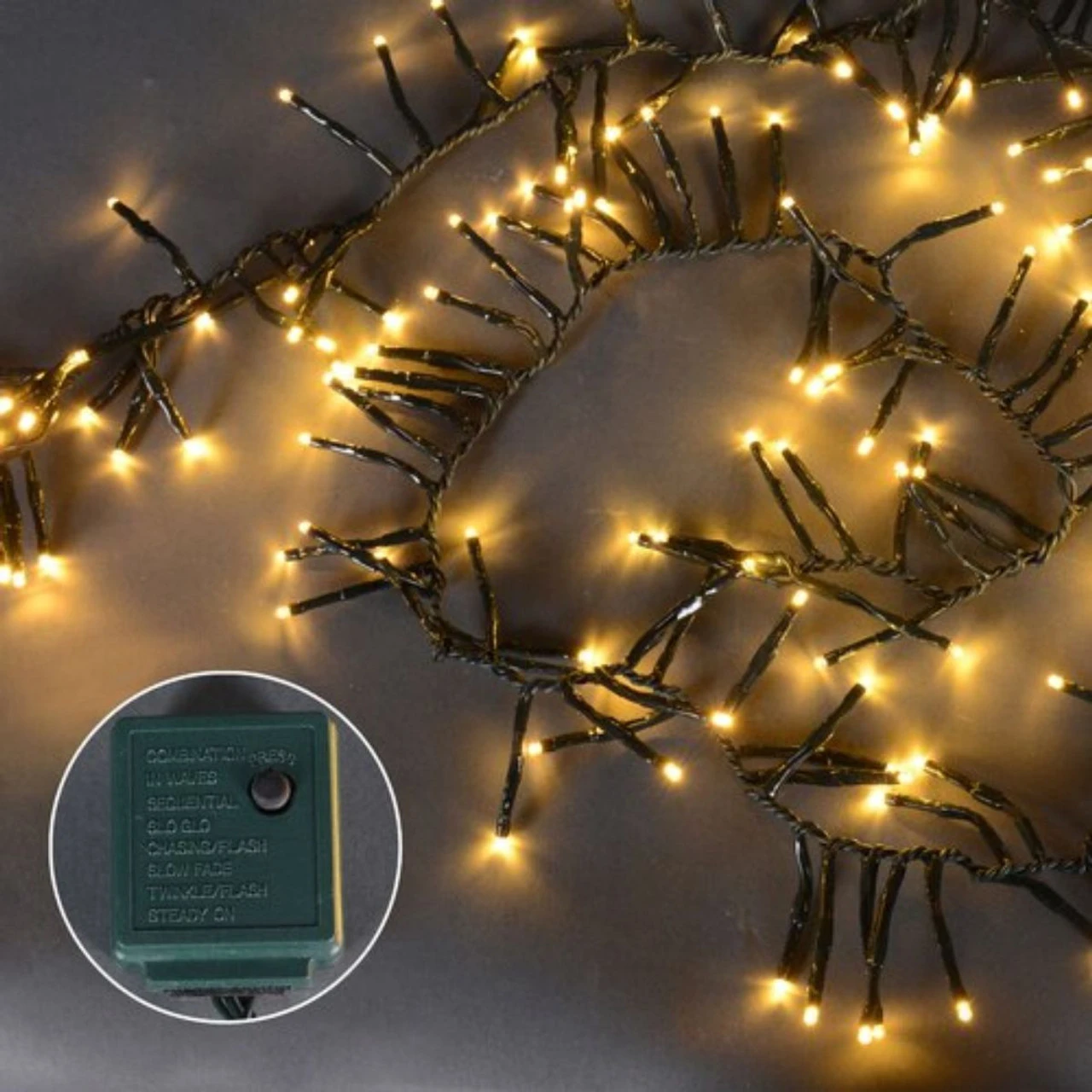 200 Warm White Multi-Function LED M5 Mini Christmas Lights - 20.5 Ft Black Wire - Image 2