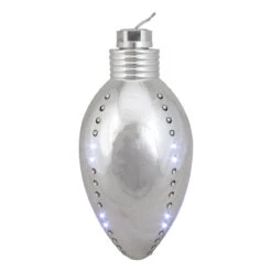 64 Warm White LED Silver Falling Ornament Christmas Lights - Clear Wire