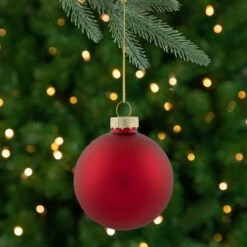 9ct Red 2-Finish Christmas Ball Ornaments 2.5" (65mm)