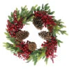 Pine Cone And Berry Artificial Christmas Wreath, 22-Inch, Unlit