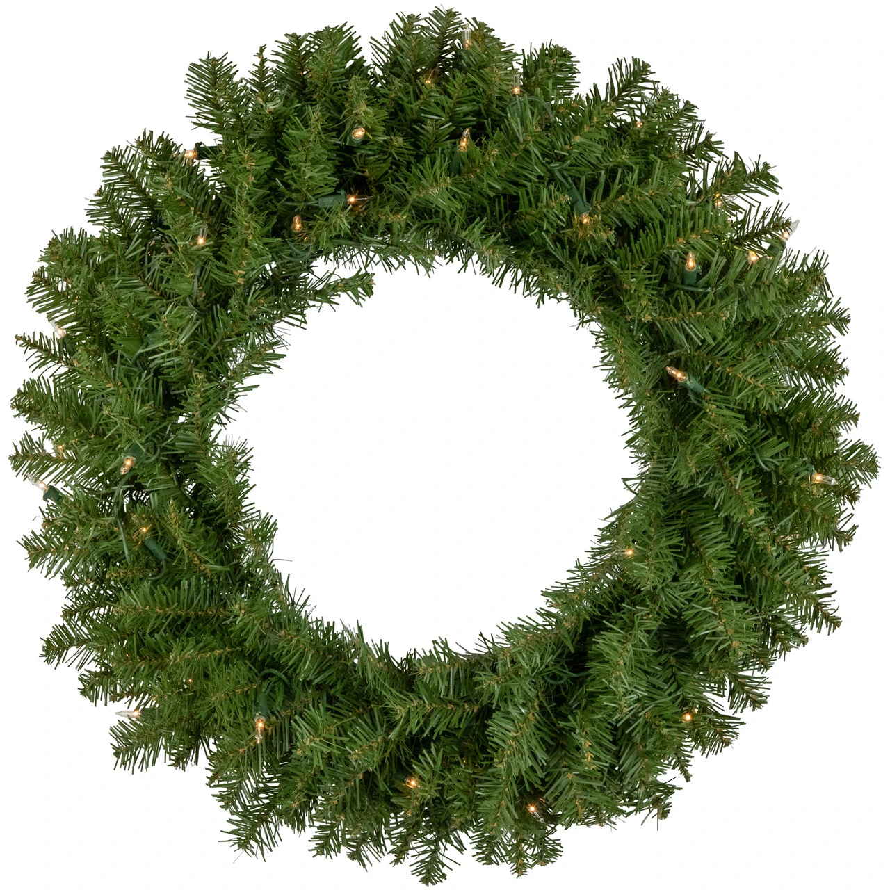 Pre-Lit LED Rockwood Pine Artificial Christmas Wreath, 24-Inch, Warm White Lights