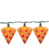 Set Of 10 Orange And Red Pizza Slice Garden Patio Christmas Lights - 10' Green Wire
