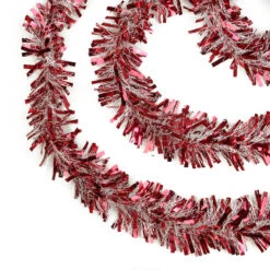 50' X 4" Red And White Wide Cut Snowblush Tinsel Christmas Garland - Unlit