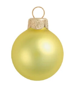 8ct Soft Yellow Glass Matte Christmas Ball Ornaments 3.25" (80mm)