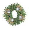 Green And Brown Pine Artificial Christmas Wreath With Candle Holder - 21-Inch, Unlit