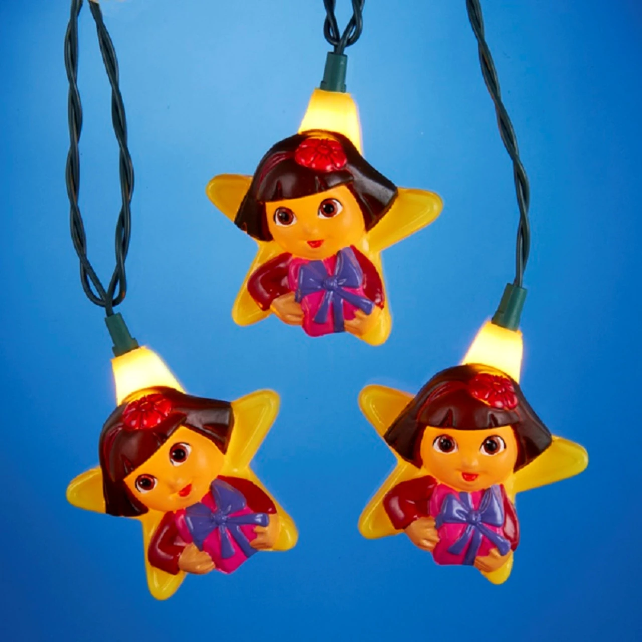 Set Of 10 Yellow And Red Colored Dora Novelty Christmas Lights