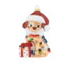 4.5" Puppy Present With Santa Hat Christmas Ornament