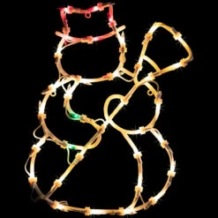 15" Red And Yellow Lighted Snowman Christmas Window Silhouette Decoration