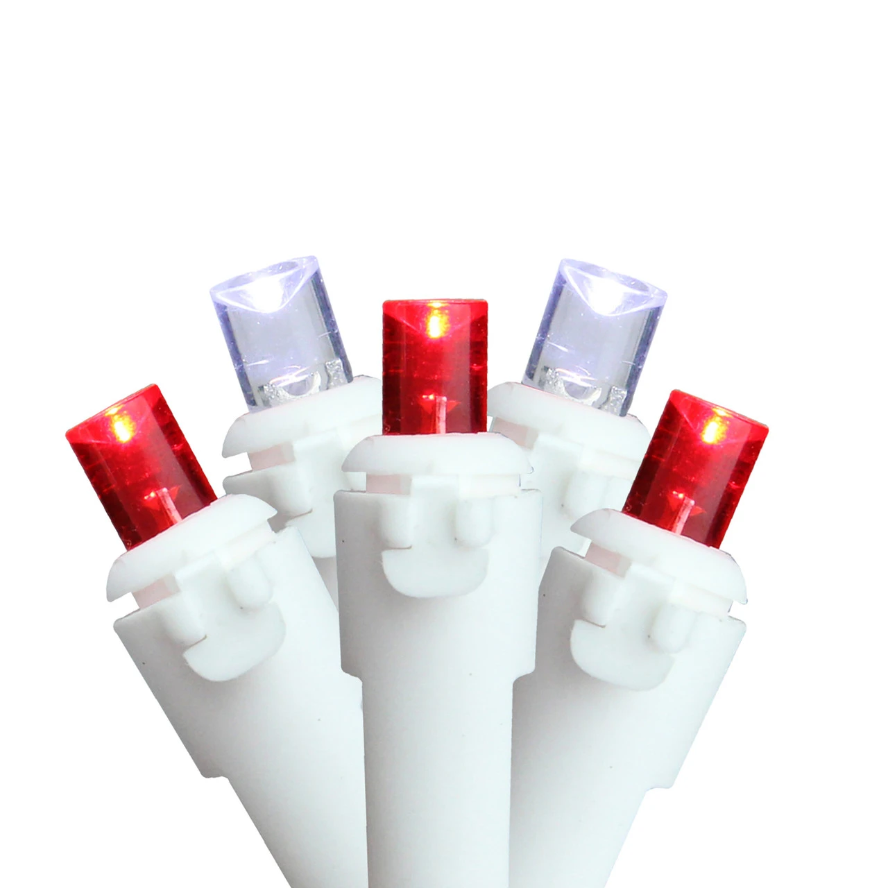 50 Red And White LED Wide Angle Christmas Lights - 16.25 Ft White Wire