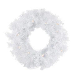 Pre-Lit White Alaskan Pine Artificial Christmas Wreath, 48-Inch, Warm White LEDLights
