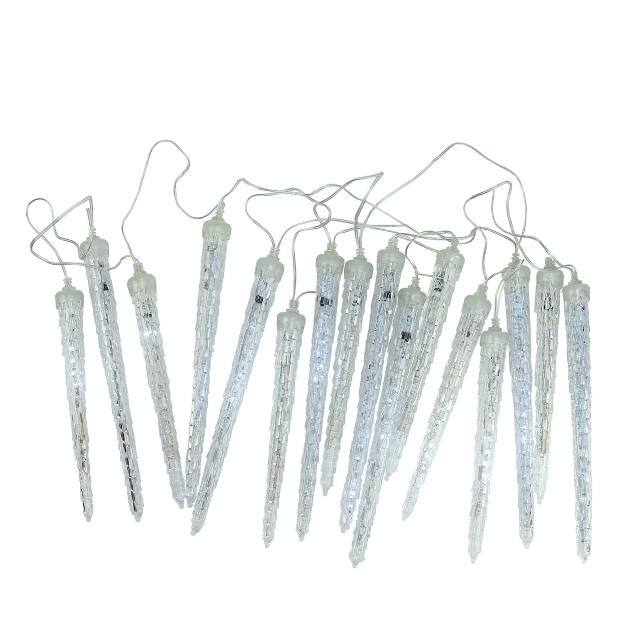 16ct Transparent Dripping Icicles Snowfall Christmas Light Tubes - 14.25 Ft Clear Wire