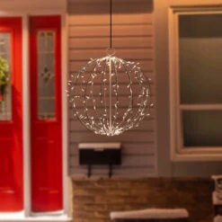 23" LED Lighted Christmas Hanging Ball Decoration – Warm White Lights