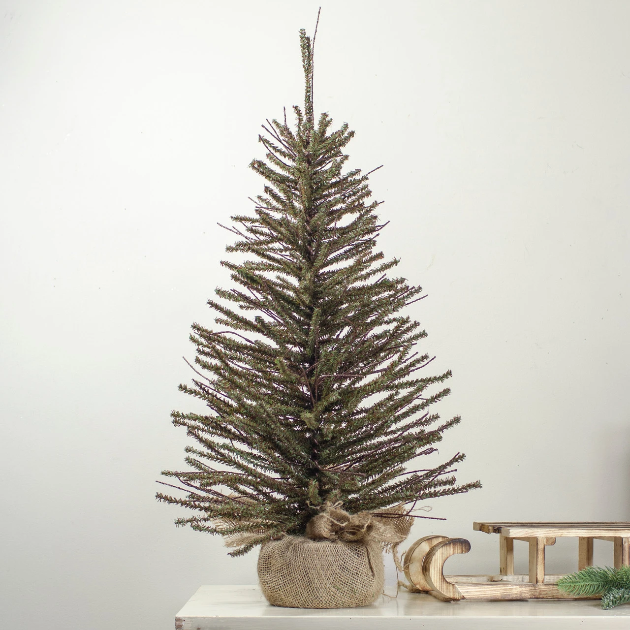 2.5' Green And Brown Warsaw Twig Artificial Christmas Tree With Burlap Base - Unlit - Image 2