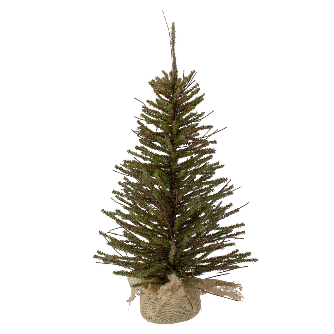 2.5' Green And Brown Warsaw Twig Artificial Christmas Tree With Burlap Base - Unlit