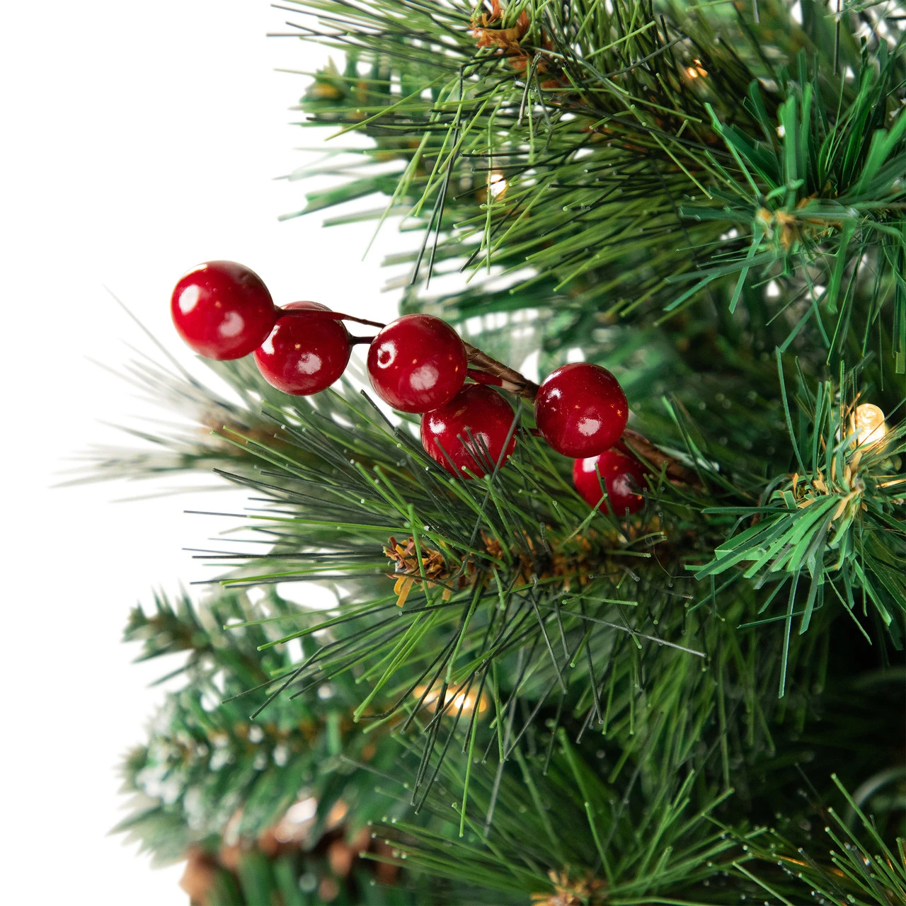 4' Pre-Lit Frosted Carolina Berry Spruce Artificial Christmas Tree, Clear Lights - Image 6