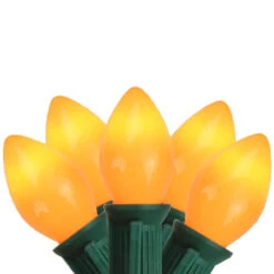 25-Count Opaque Orange C7 Christmas Light Set, 24ft Green Wire