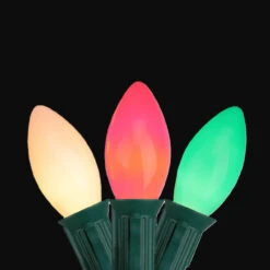 25-Count Green, White And Red C9 Christmas String Light Set, 24 Ft Green Wire