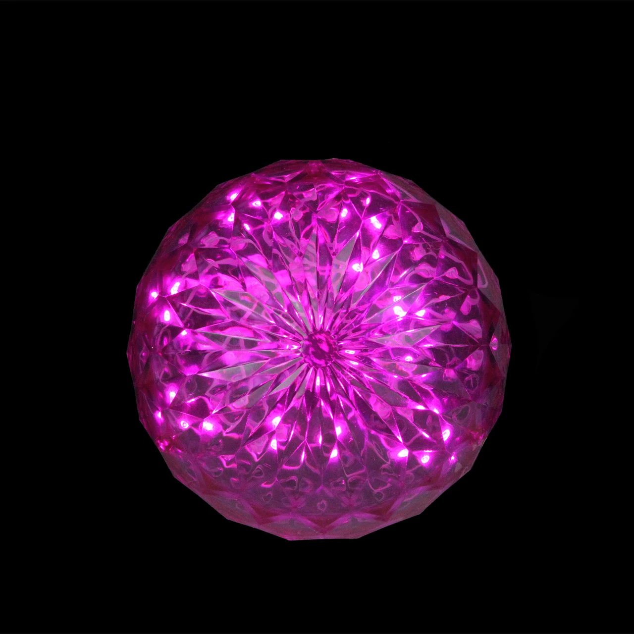 6" Pink LED Christmas Crystal Sphere Hanging Outdoor Decoration - Image 2
