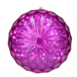 6" Pink LED Christmas Crystal Sphere Hanging Outdoor Decoration