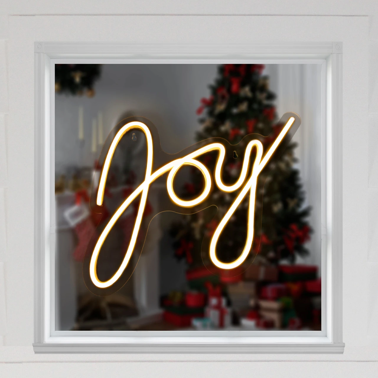 15" White LED Lighted "Joy" Neon Style Christmas Sign