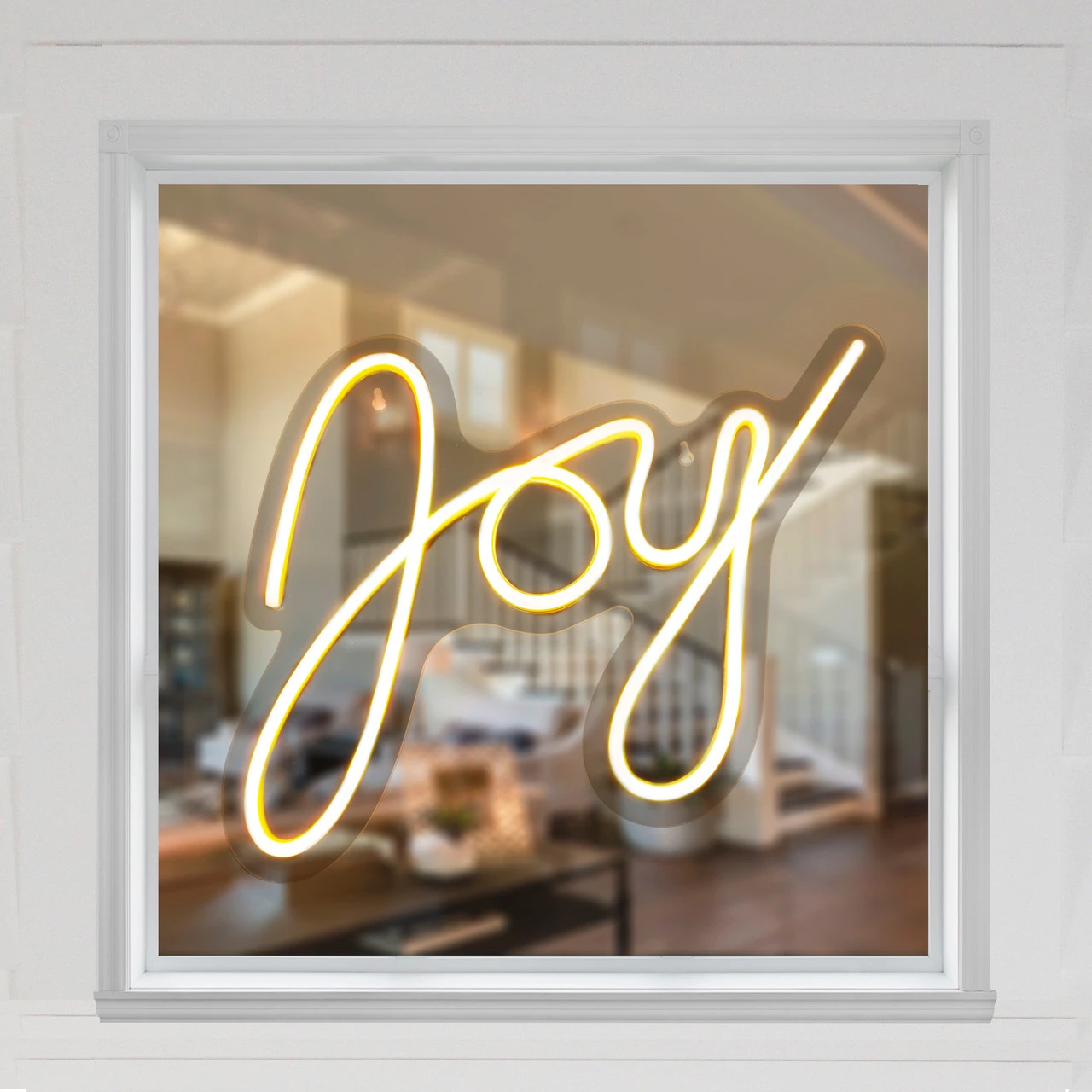 15" White LED Lighted "Joy" Neon Style Christmas Sign - Image 5