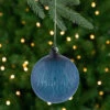 4.75" Blue Clear Glass Christmas Ball Ornament
