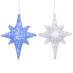 24" Color Changing Blue And White LED Bethlehem Star Hanging Christmas Decoration