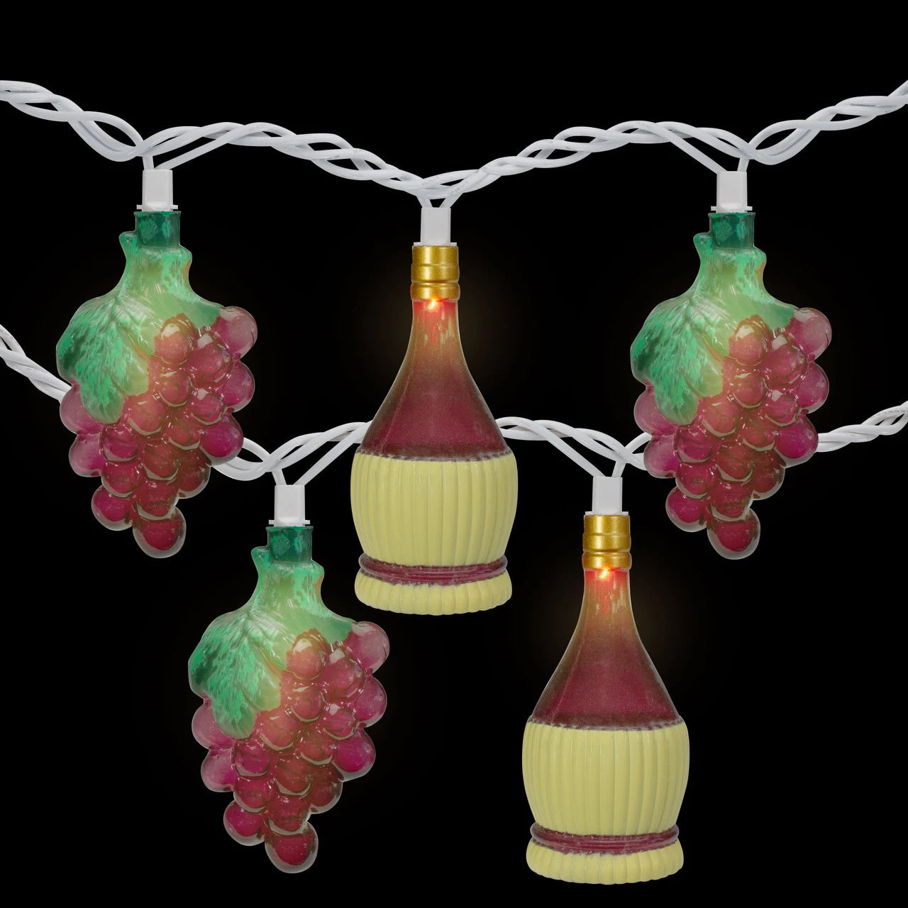 10-Count Grape And Wine Bottle Novelty String Christmas Light Set, 7.5ft White Wire - Image 3