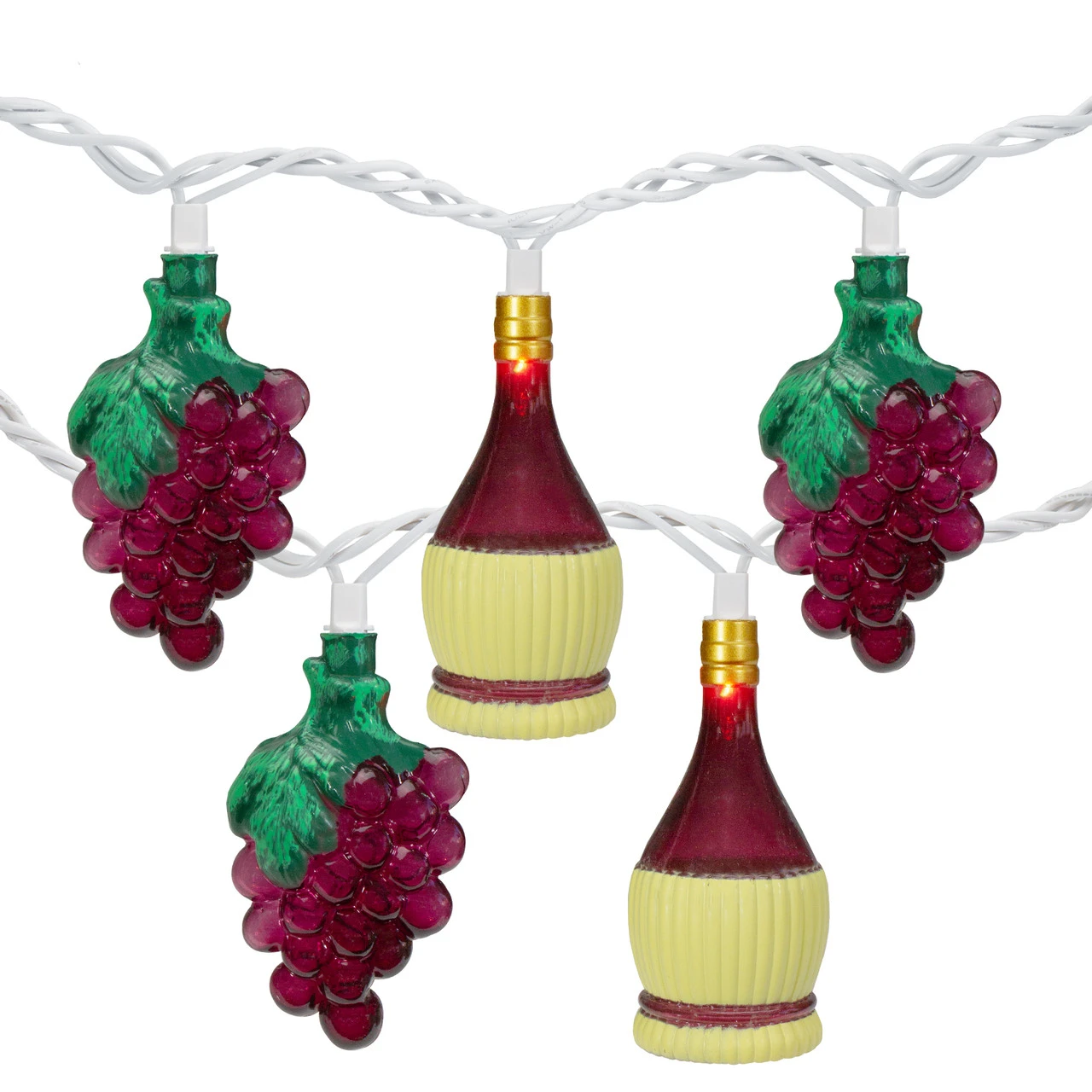 10-Count Grape And Wine Bottle Novelty String Christmas Light Set, 7.5ft White Wire - Image 2
